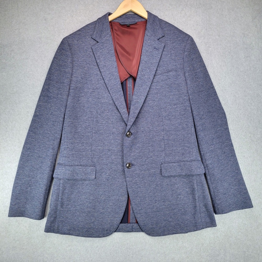 Bonobos Blazer Mens 46L Blue Athletic Fit Lanificio Fortex Knit Unstructered
